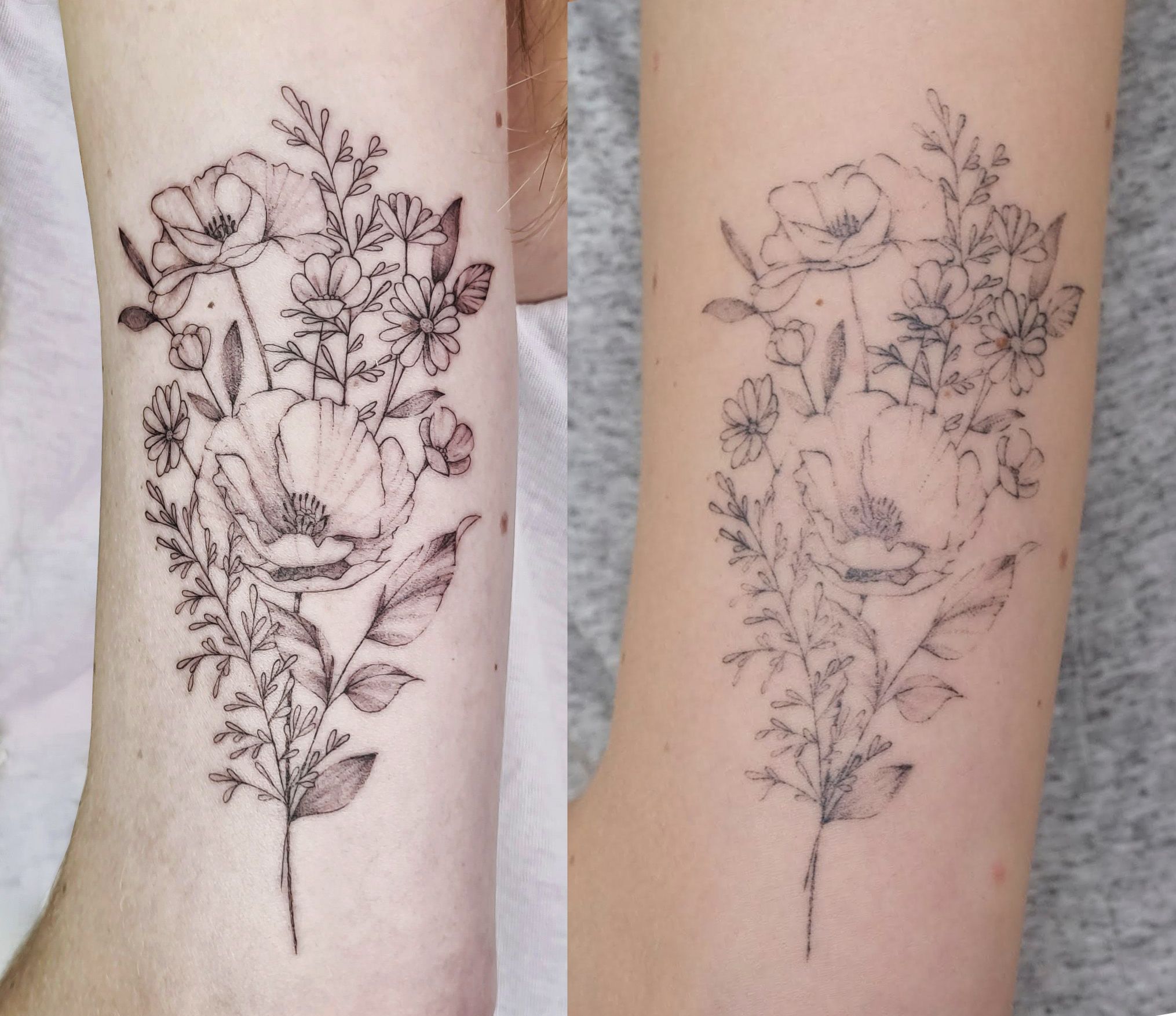 Retoucher tatouage pour recouvrir ancien tatouage qui a fusé - Marta Madrigal Tattoos